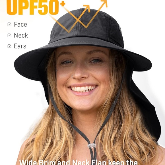 Camptrace Wide Brim UPF 50+ Hiking Fishing Garden Hat with Neck Flap Women Nylon - Picture 4 of 4